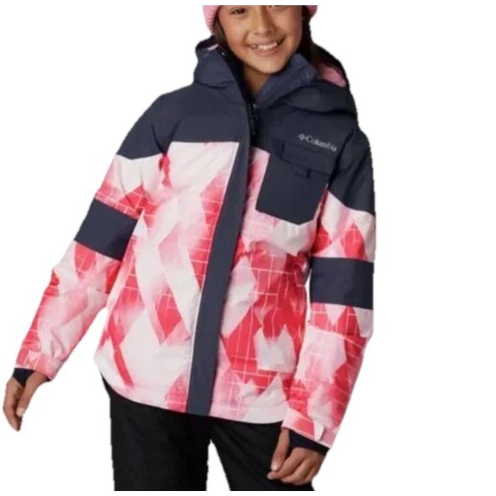 Columbia Girl's Pink Navy Mighty Mogul II Insulated Winter Snow Jacket XL ski